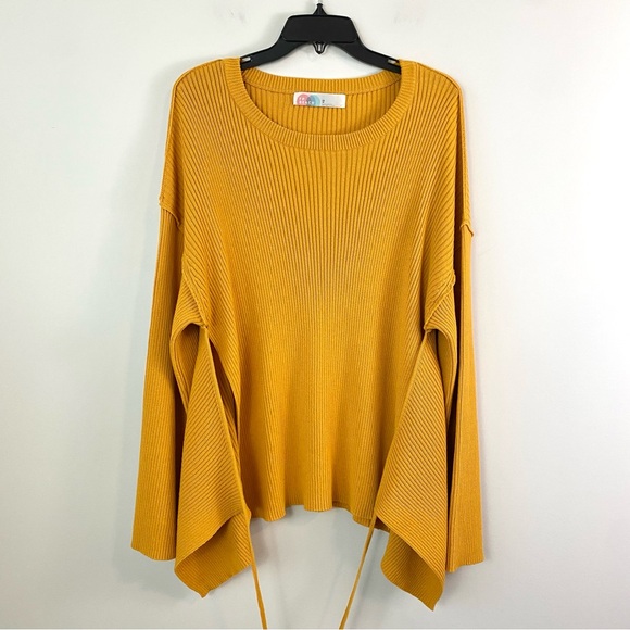Free People FP Beach Brig Tie Front Sweater Orange XS - Picture 3 of 9